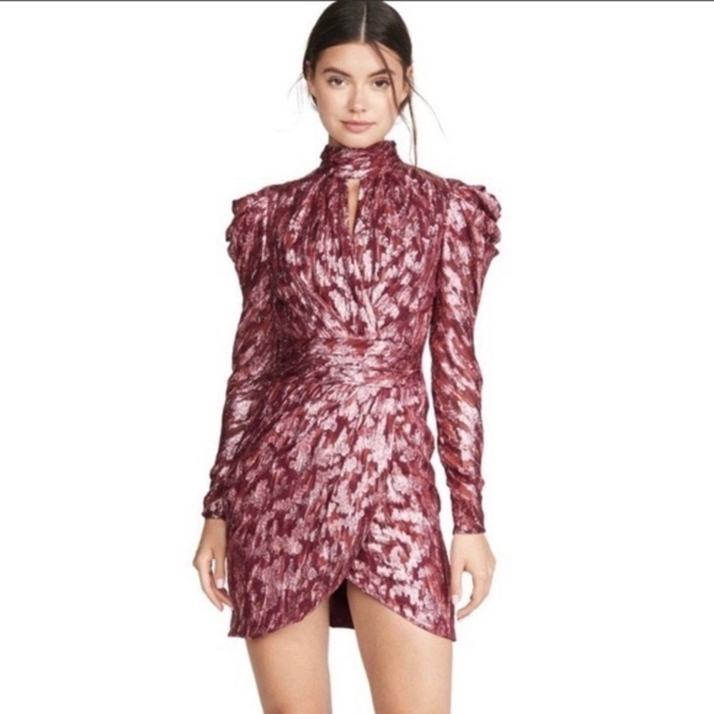 Jonathan Simkhai Metallic Vine Jacquard Mock Neck Dress Size 6 NWT
